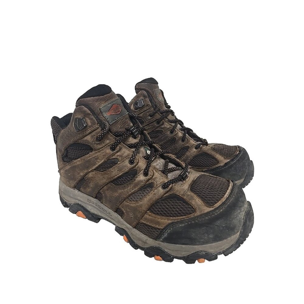 Merrell Mens Moab 2 Ventilator Mid Waterproof Comp Toe CSA Work Boot Brown 7.5W - Picture 1 of 7